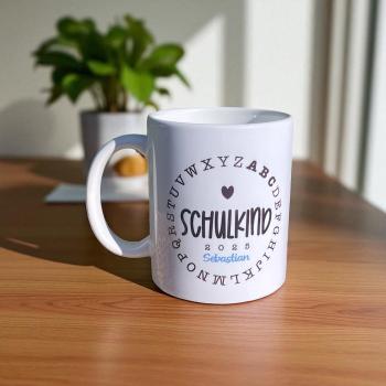 Keramiktasse Schulkind 2025 mit Vornamen personalisiert Einschulung Namenstasse - Artikel-Nr. 1100004